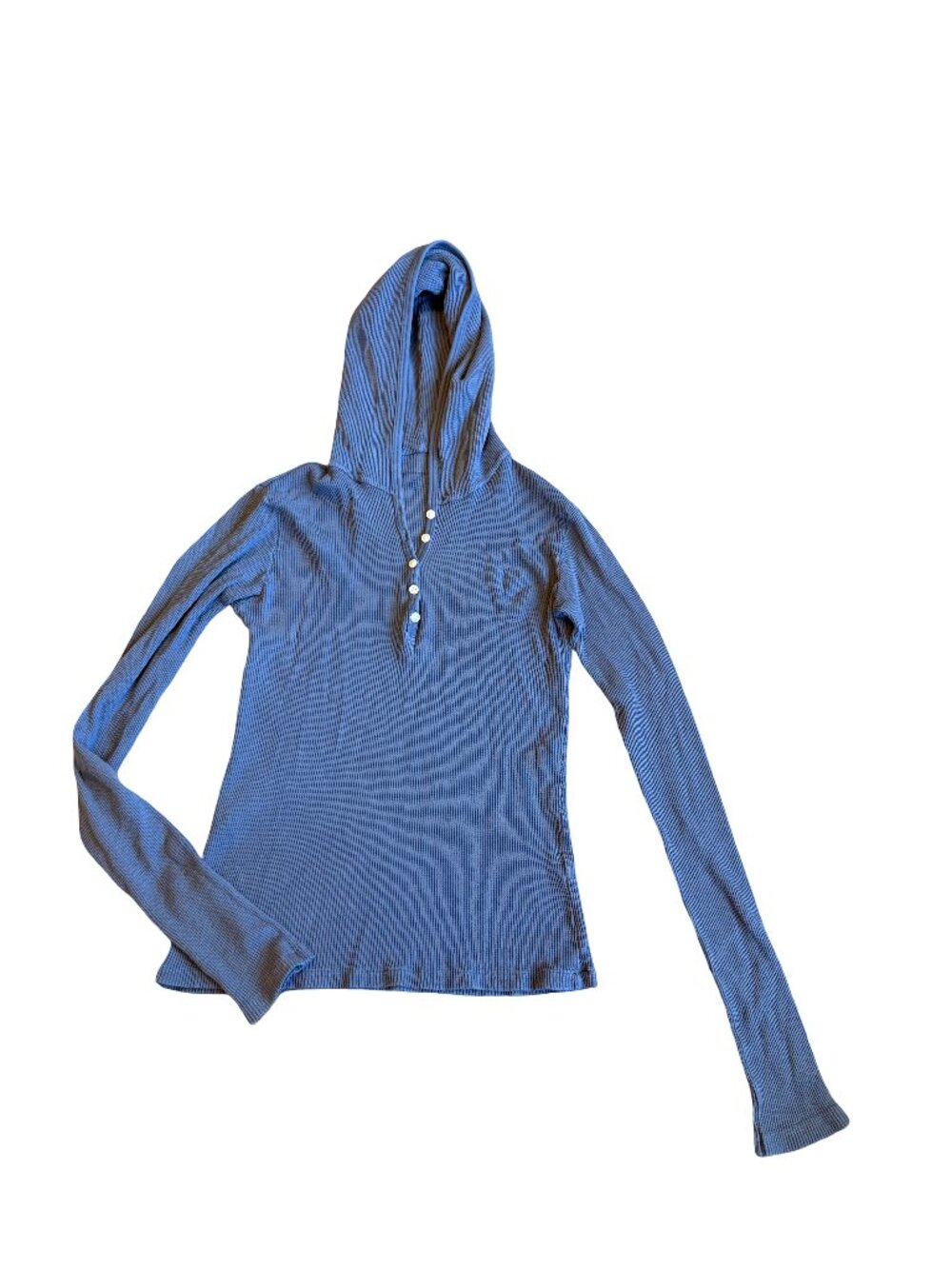 Brandy Melville Long Sleeve Waffle Knit Shirt Top Hooded Stretch One Size Womens